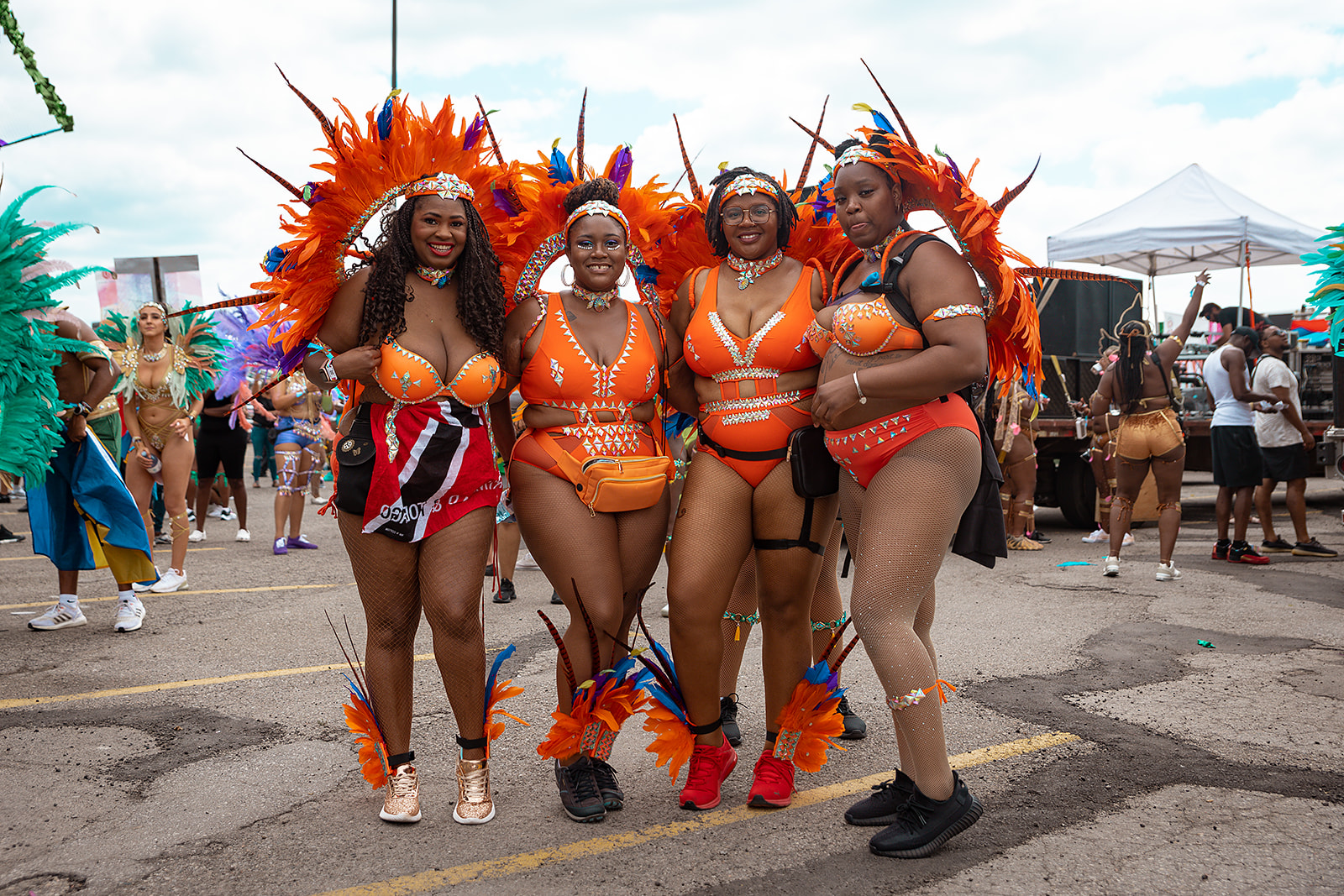 Masqueraders with Sunlime Mas at the Toronto Caribbean Carnival Parade.